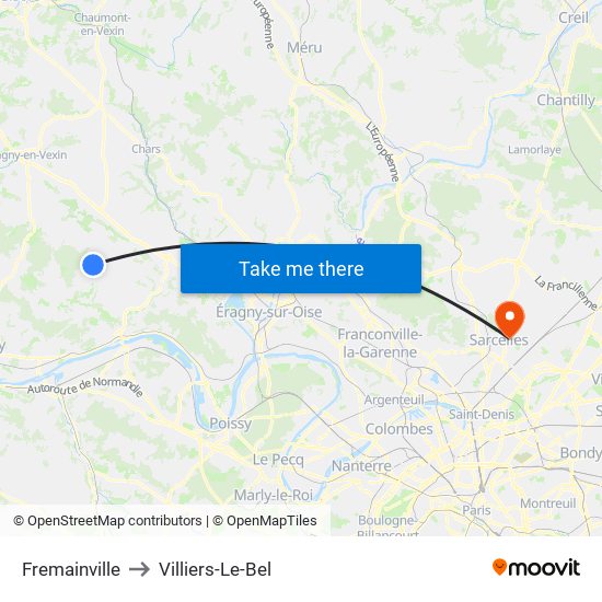 Fremainville to Villiers-Le-Bel map