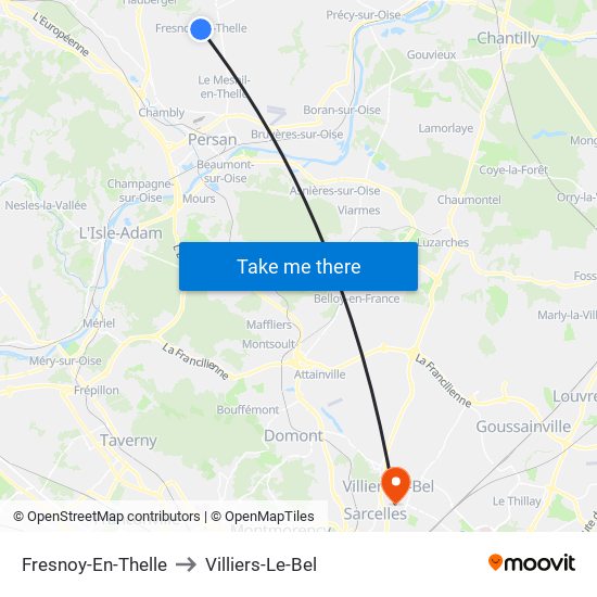 Fresnoy-En-Thelle to Villiers-Le-Bel map