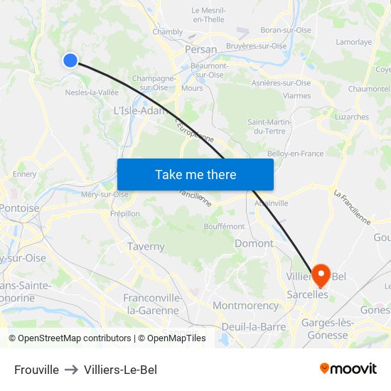 Frouville to Villiers-Le-Bel map