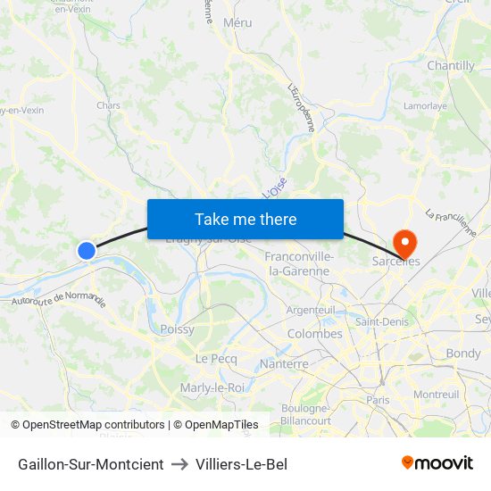 Gaillon-Sur-Montcient to Villiers-Le-Bel map