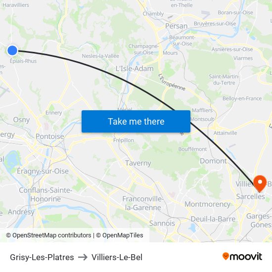 Grisy-Les-Platres to Villiers-Le-Bel map