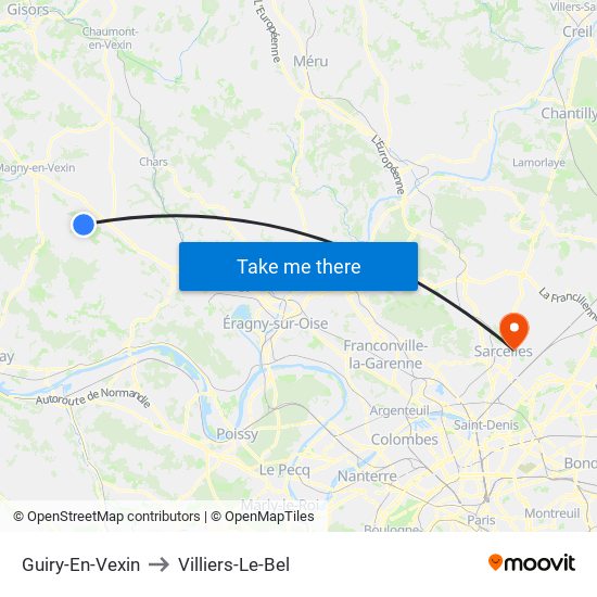 Guiry-En-Vexin to Villiers-Le-Bel map