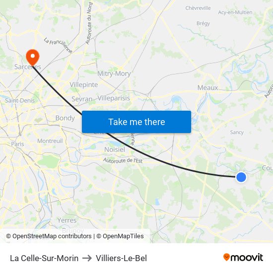 La Celle-Sur-Morin to Villiers-Le-Bel map