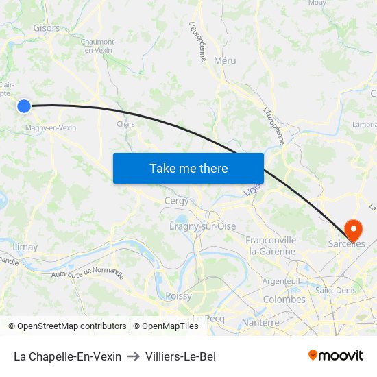 La Chapelle-En-Vexin to Villiers-Le-Bel map