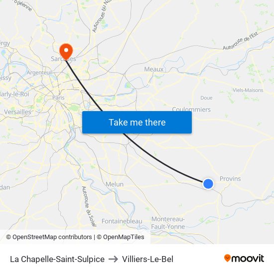 La Chapelle-Saint-Sulpice to Villiers-Le-Bel map