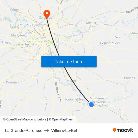 La Grande-Paroisse to Villiers-Le-Bel map