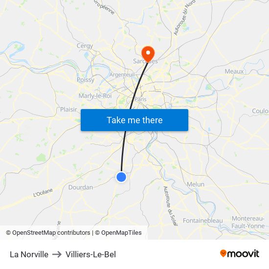 La Norville to Villiers-Le-Bel map