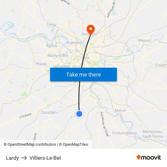 Lardy to Villiers-Le-Bel map