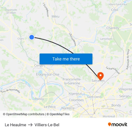 Le Heaulme to Villiers-Le-Bel map