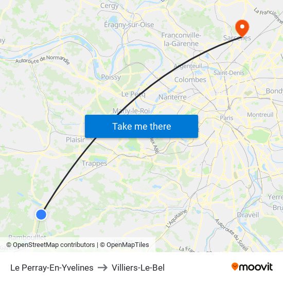 Le Perray-En-Yvelines to Villiers-Le-Bel map