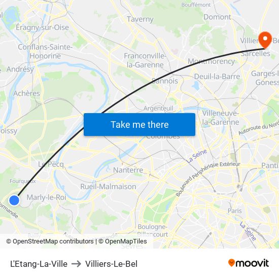 L'Etang-La-Ville to Villiers-Le-Bel map