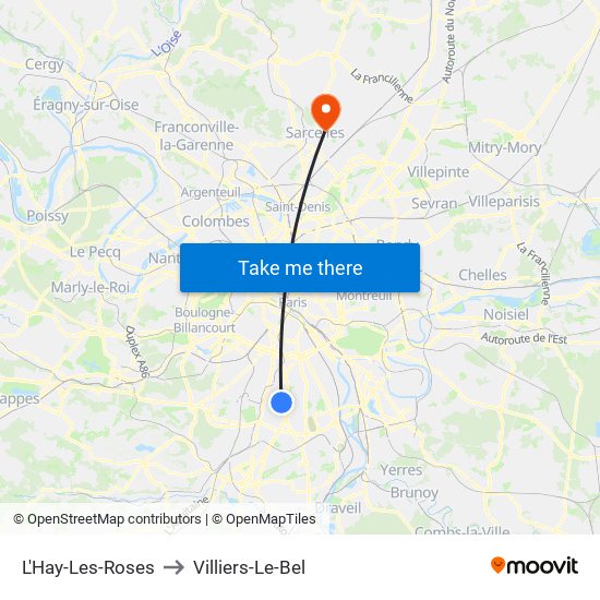 L'Hay-Les-Roses to Villiers-Le-Bel map