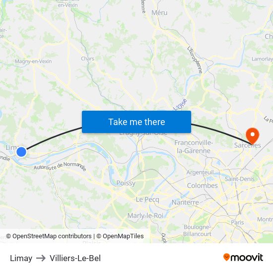 Limay to Villiers-Le-Bel map