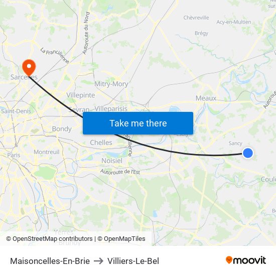 Maisoncelles-En-Brie to Villiers-Le-Bel map