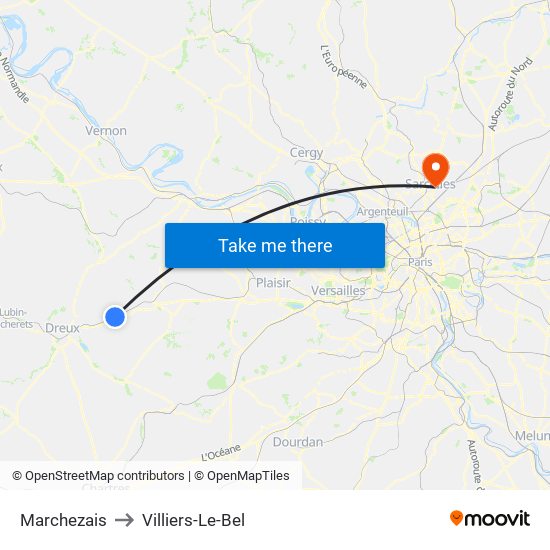 Marchezais to Villiers-Le-Bel map