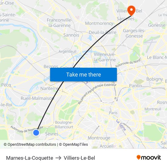 Marnes-La-Coquette to Villiers-Le-Bel map