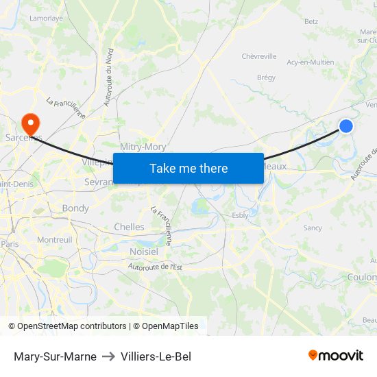 Mary-Sur-Marne to Villiers-Le-Bel map