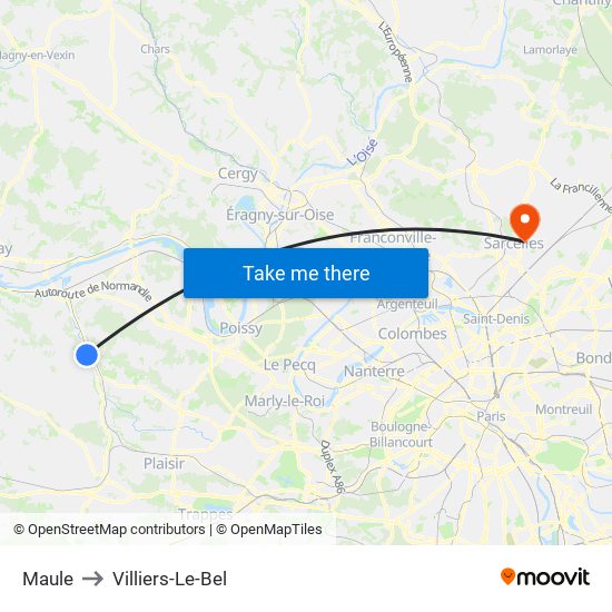 Maule to Villiers-Le-Bel map