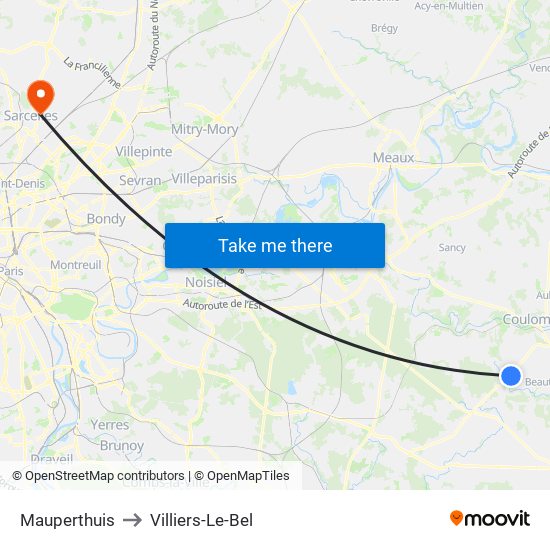 Mauperthuis to Villiers-Le-Bel map