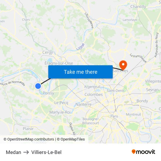 Medan to Villiers-Le-Bel map