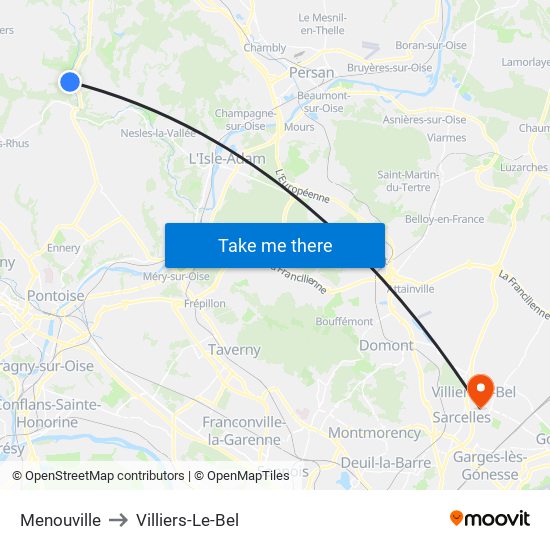 Menouville to Villiers-Le-Bel map