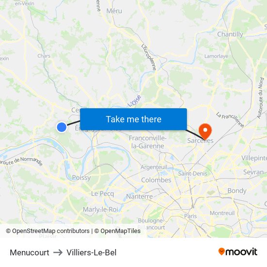 Menucourt to Villiers-Le-Bel map