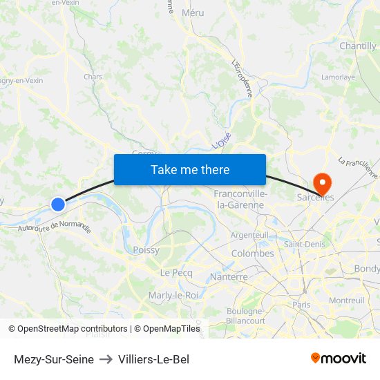 Mezy-Sur-Seine to Villiers-Le-Bel map