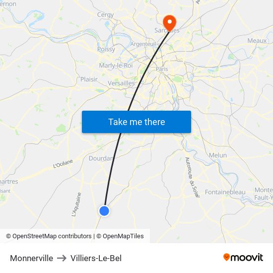 Monnerville to Villiers-Le-Bel map