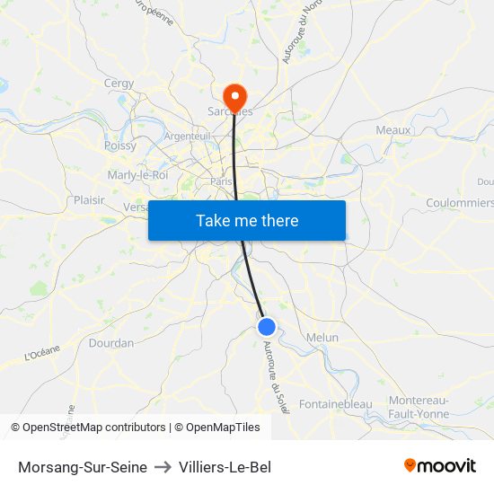 Morsang-Sur-Seine to Villiers-Le-Bel map