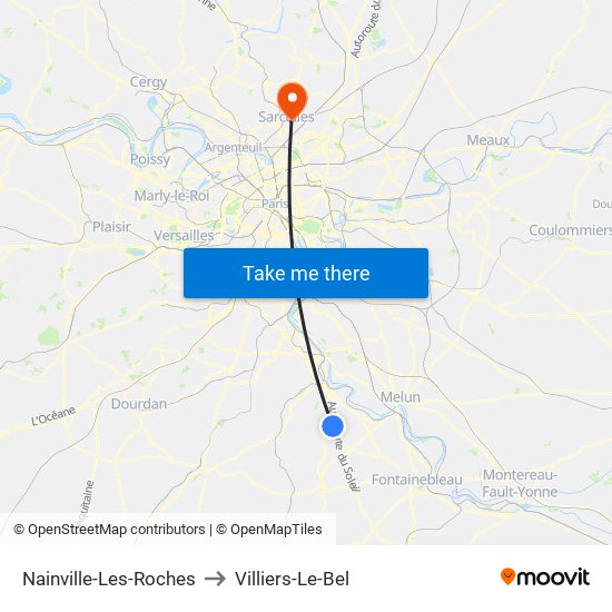 Nainville-Les-Roches to Villiers-Le-Bel map