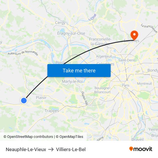 Neauphle-Le-Vieux to Villiers-Le-Bel map