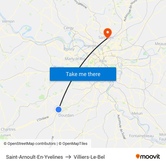 Saint-Arnoult-En-Yvelines to Villiers-Le-Bel map