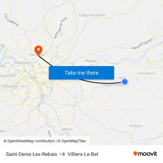 Saint-Denis-Les-Rebais to Villiers-Le-Bel map