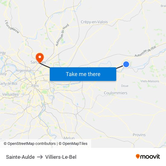 Sainte-Aulde to Villiers-Le-Bel map