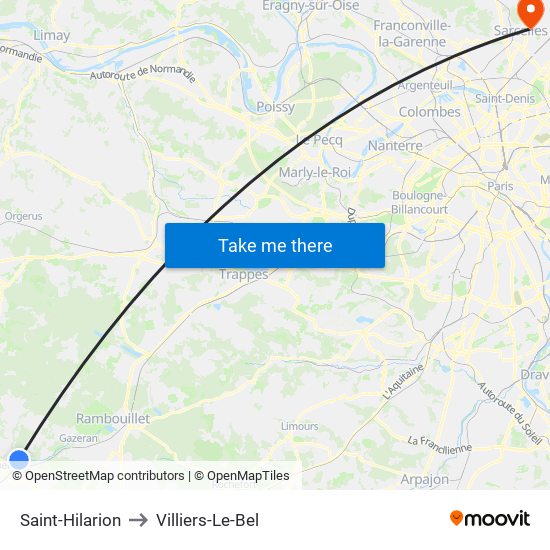 Saint-Hilarion to Villiers-Le-Bel map