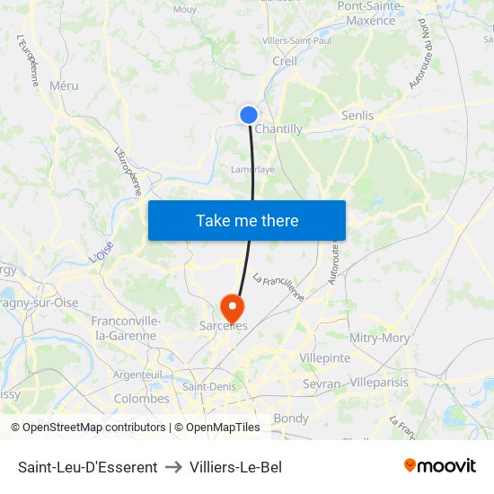 Saint-Leu-D'Esserent to Villiers-Le-Bel map