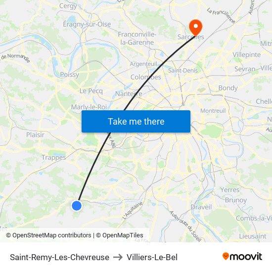 Saint-Remy-Les-Chevreuse to Villiers-Le-Bel map