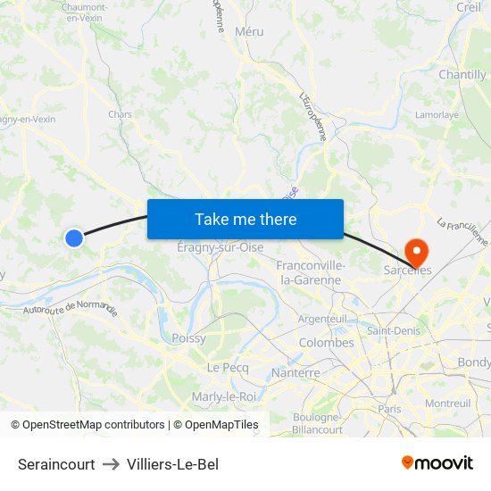Seraincourt to Villiers-Le-Bel map