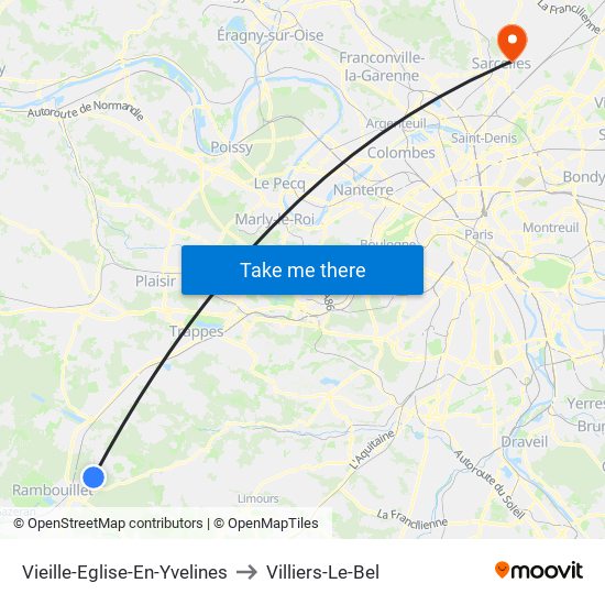 Vieille-Eglise-En-Yvelines to Villiers-Le-Bel map