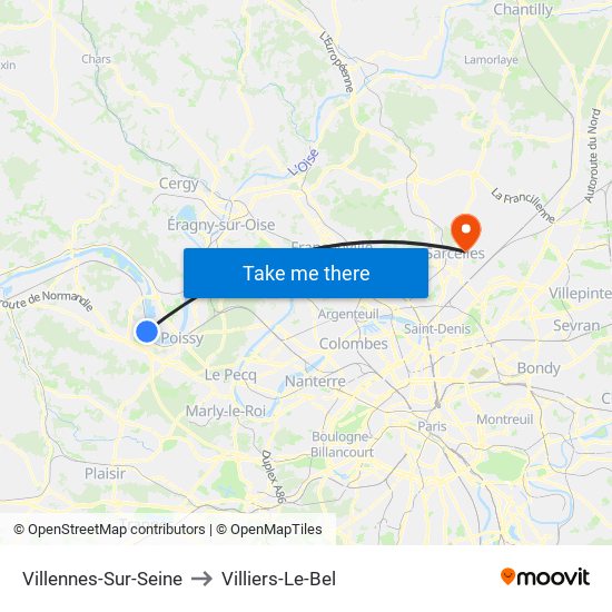 Villennes-Sur-Seine to Villiers-Le-Bel map