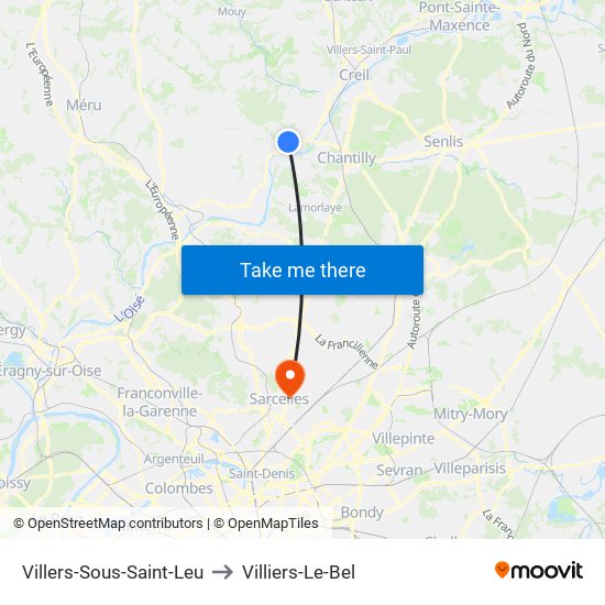 Villers-Sous-Saint-Leu to Villiers-Le-Bel map