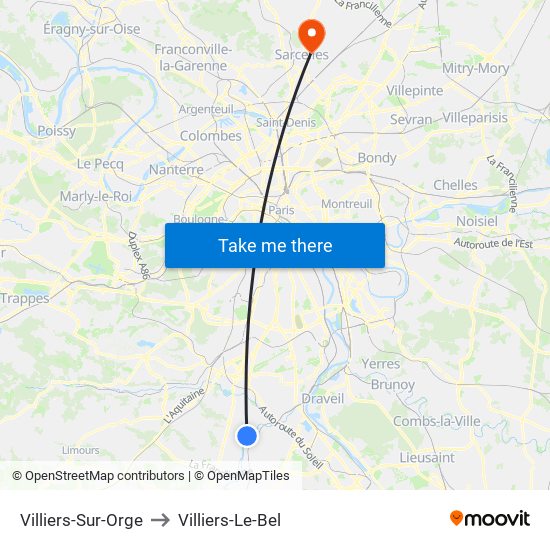 Villiers-Sur-Orge to Villiers-Le-Bel map