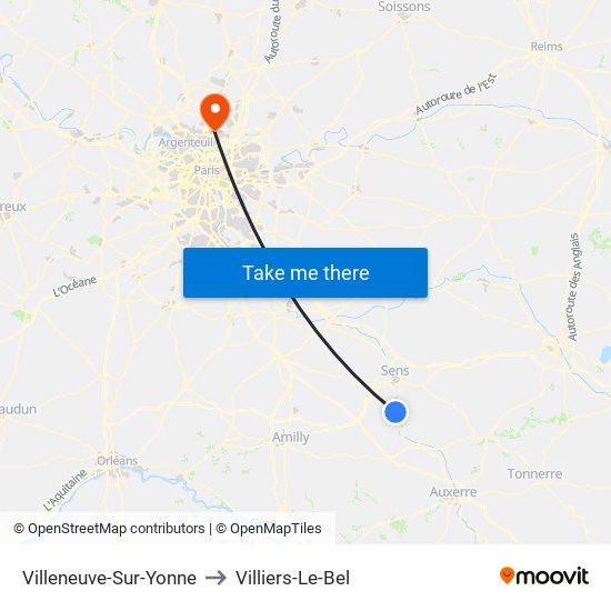 Villeneuve-Sur-Yonne to Villiers-Le-Bel map