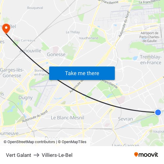 Vert Galant to Villiers-Le-Bel map