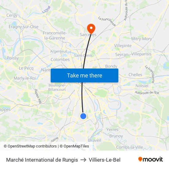 Marché International de Rungis to Villiers-Le-Bel map