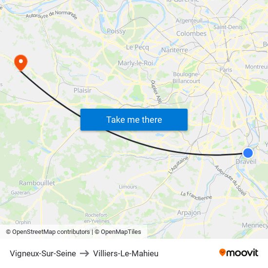 Vigneux-Sur-Seine to Villiers-Le-Mahieu map