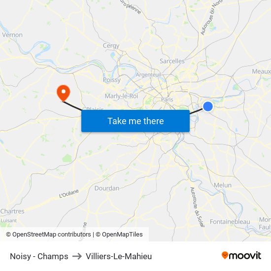 Noisy - Champs to Villiers-Le-Mahieu map