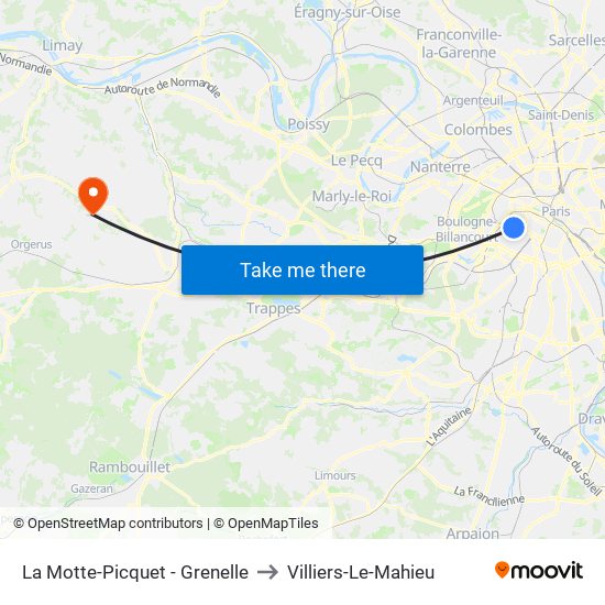 La Motte-Picquet - Grenelle to Villiers-Le-Mahieu map