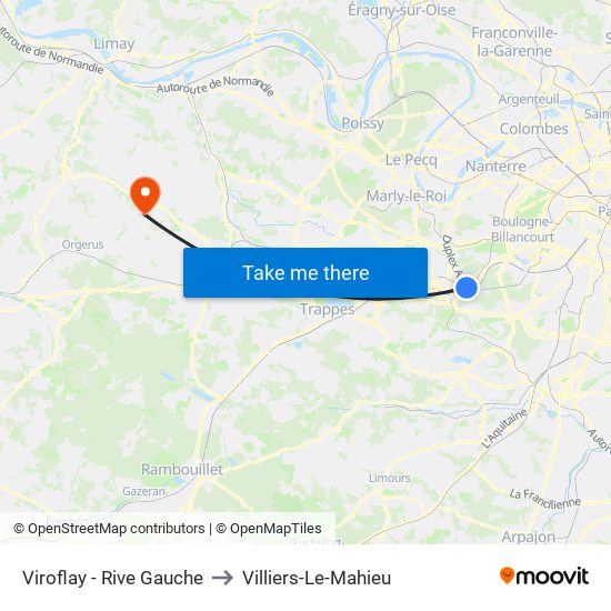 Viroflay - Rive Gauche to Villiers-Le-Mahieu map