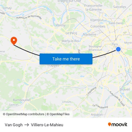 Van Gogh to Villiers-Le-Mahieu map